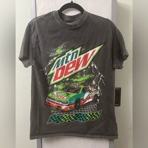 Grey Small Unisex T-Shirt Race Car Mountain Mtn Dew NASCAR Style Green Red